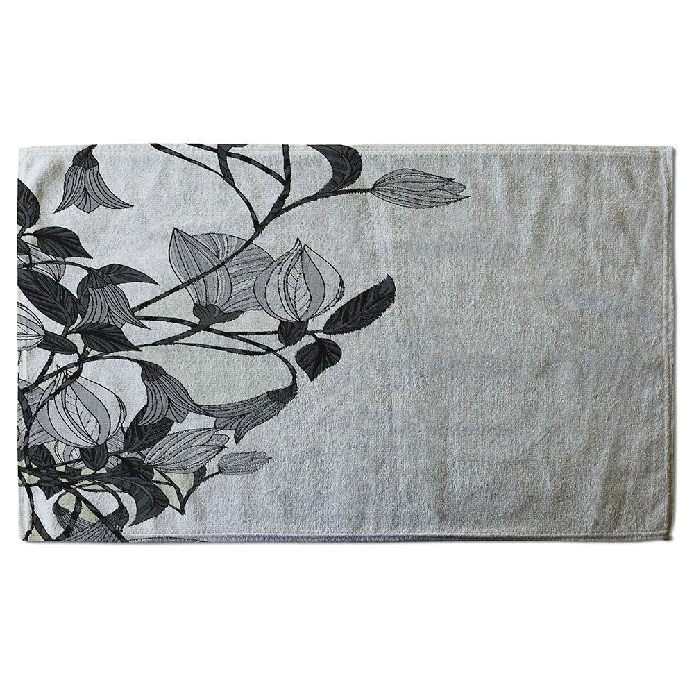 Benjamin Tate Design Black & White Flower Illustration (Bath Towel)
