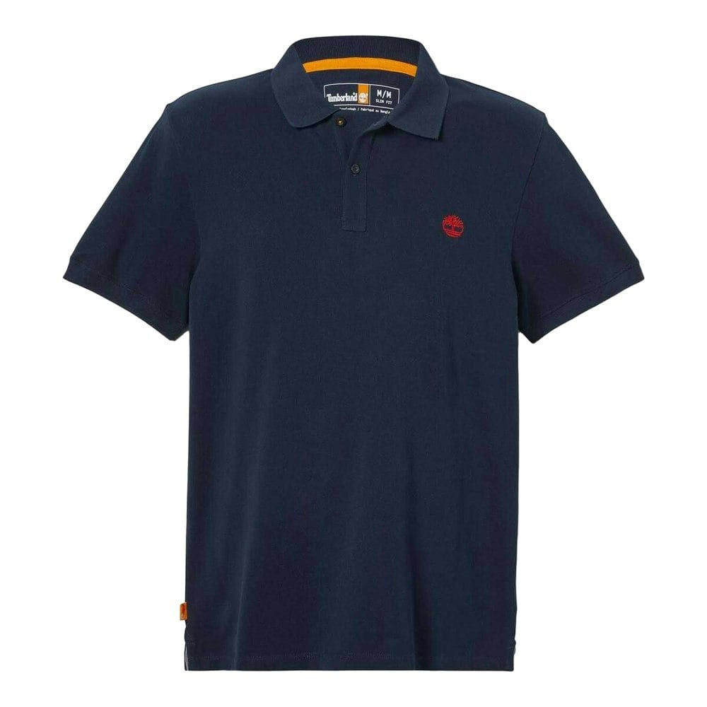 Timberland Mens Oyster River Logo Short-Sleeved Polo Shirt - Navy