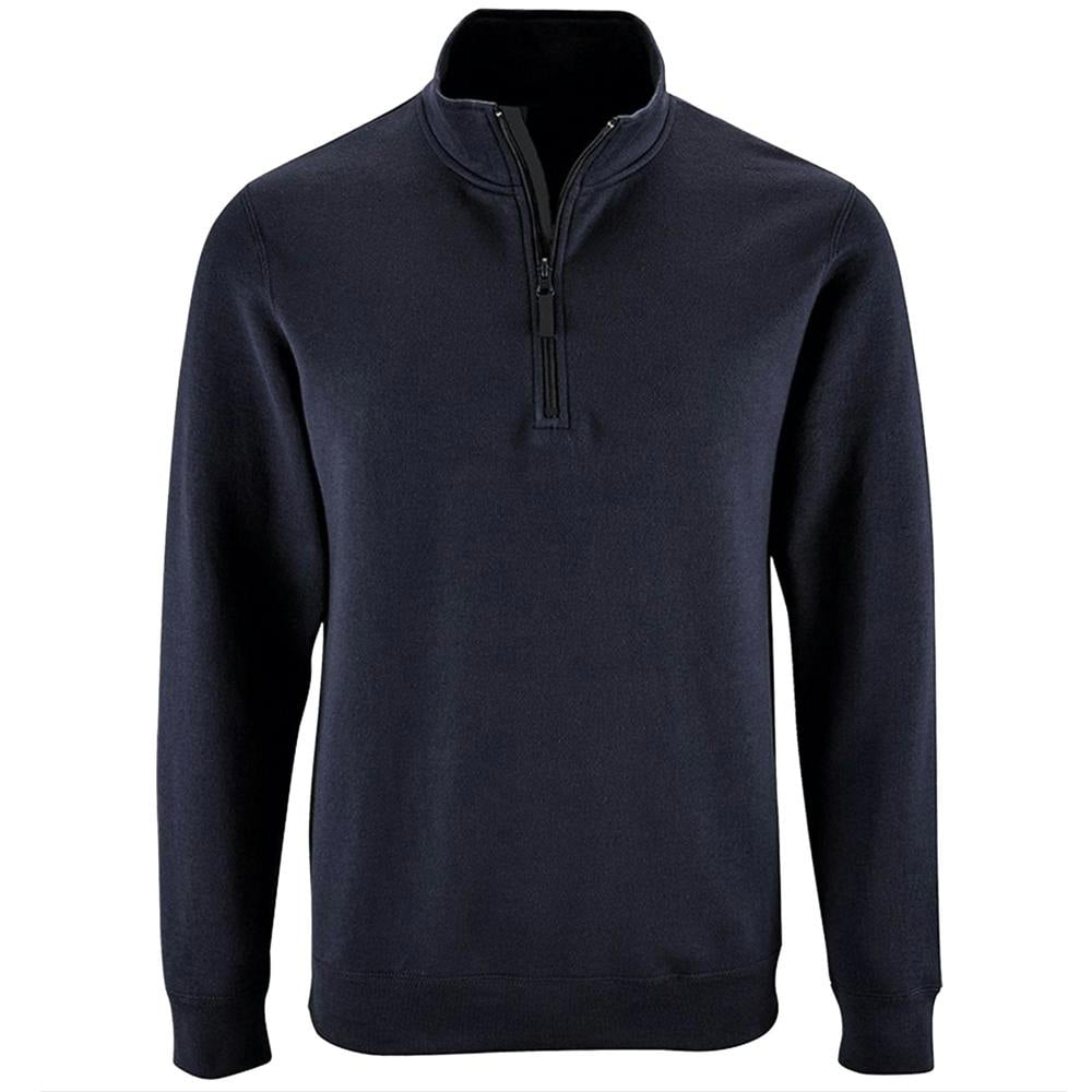 SOLS Mens Stan Contrast Zip Neck Sweatshirt - French Navy - French Navy - 50% Cotton/50% Polyester