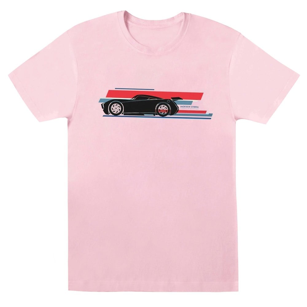 Disney Mens Cars Jackson Storm Stripes T-Shirt - Baby Pink