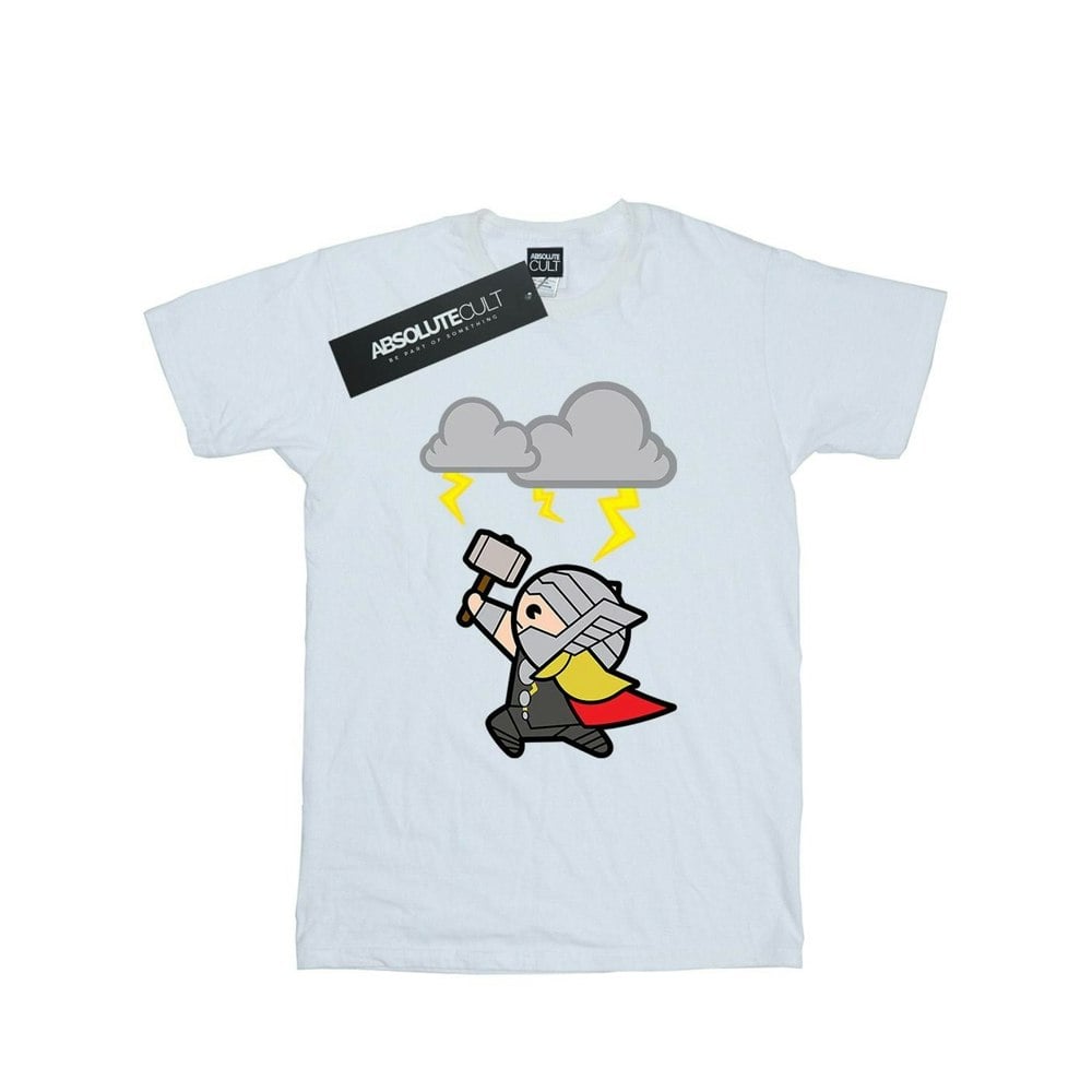 Marvel Womens/Ladies Kawaii Thor God Of Thunder Cotton Boyfriend T-Shirt - White