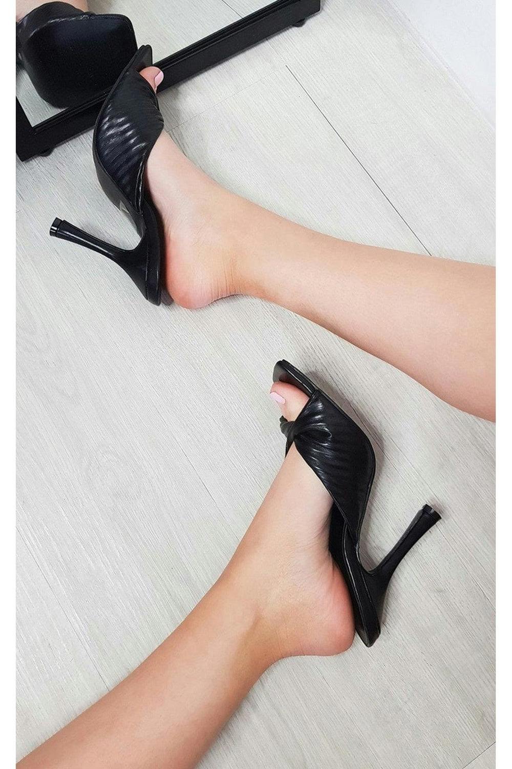 Charlie Faux Leather Textured Mule - Black
