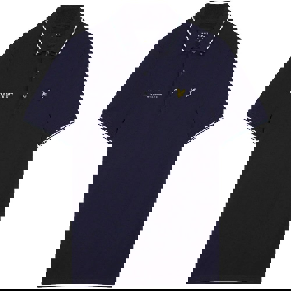 Lyle & Scott Navy Blue Co-ordinate Print Logo Short Sleeved Polo Shirt M