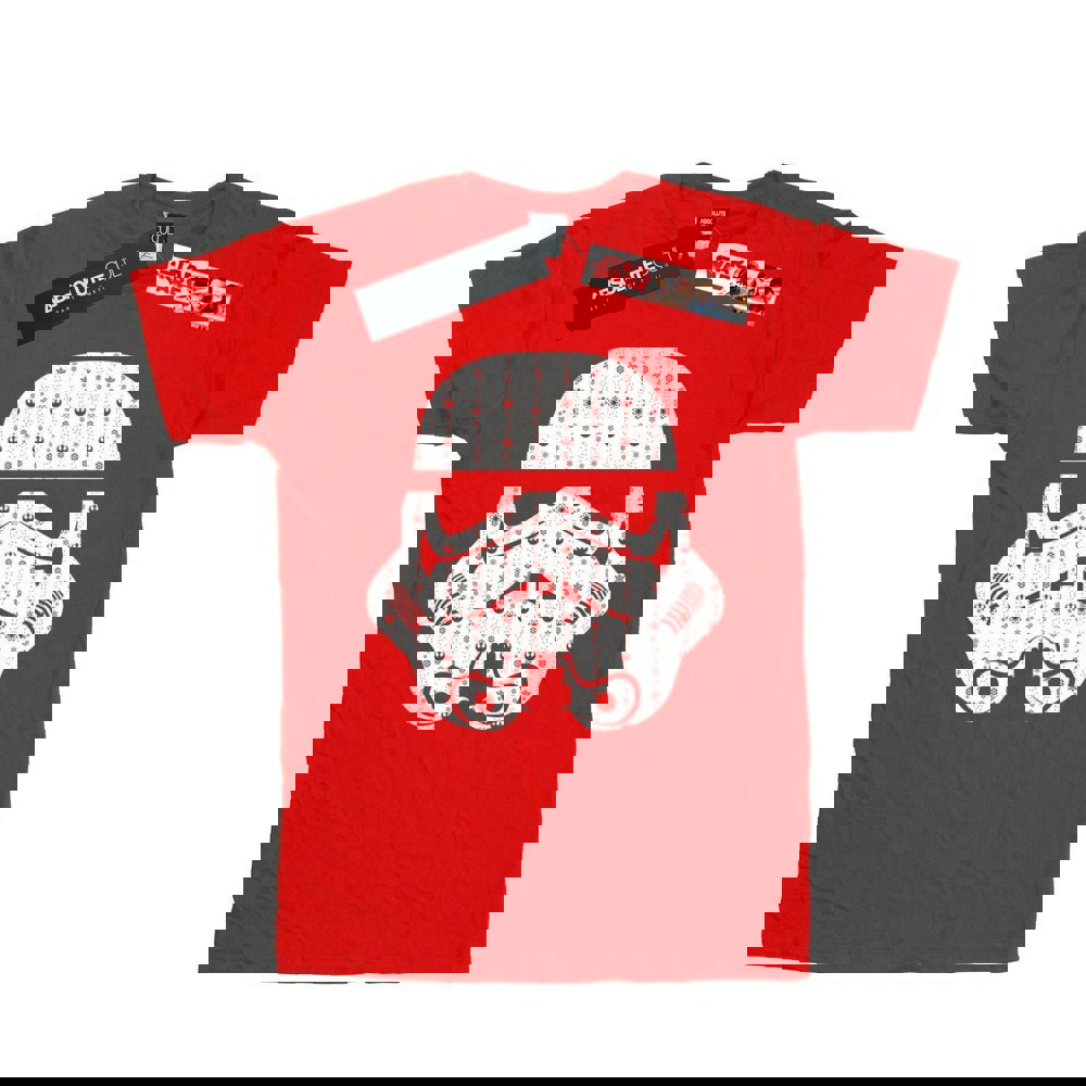 Star Wars Boys Christmas Stormtrooper Helmet T-Shirt - Red