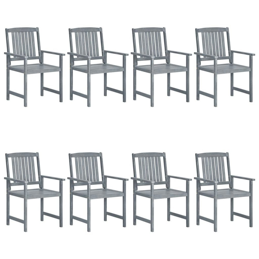 Berkfield Garden Chairs 8 pcs Solid Acacia Wood Grey