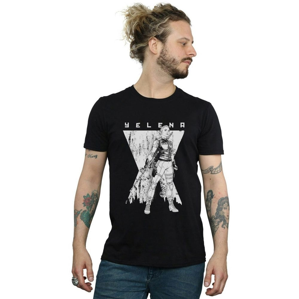 Marvel Mens Black Widow Movie Yelena Romanoff Mono T-Shirt - Black