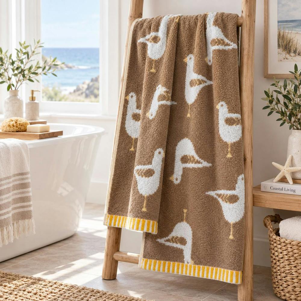 Dyzi Seagull Turkish Cotton Jacquard Bath Towel