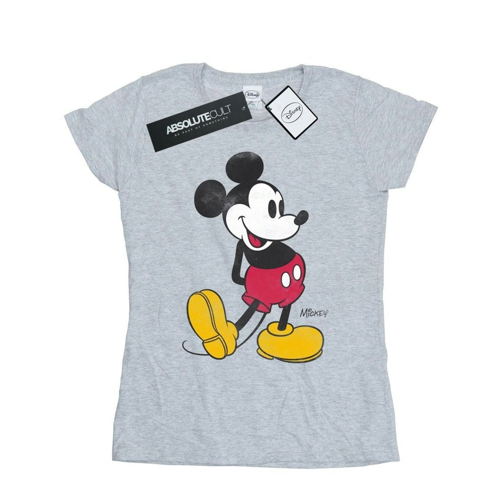 Disney Womens/Ladies Mickey Mouse Classic Kick Cotton T-Shirt - Heather Grey