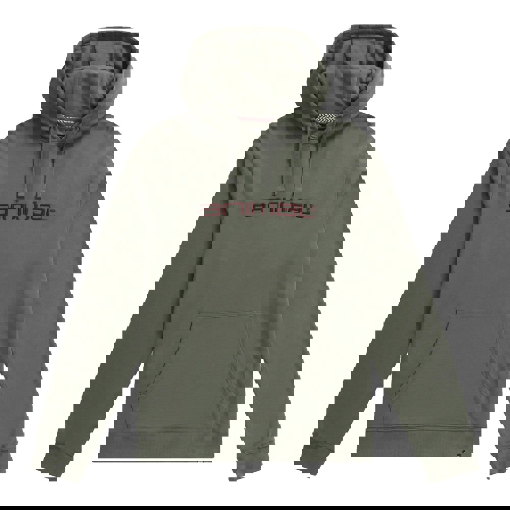 Animal Mens Driver Logo Organic Hoodie - Khaki Green