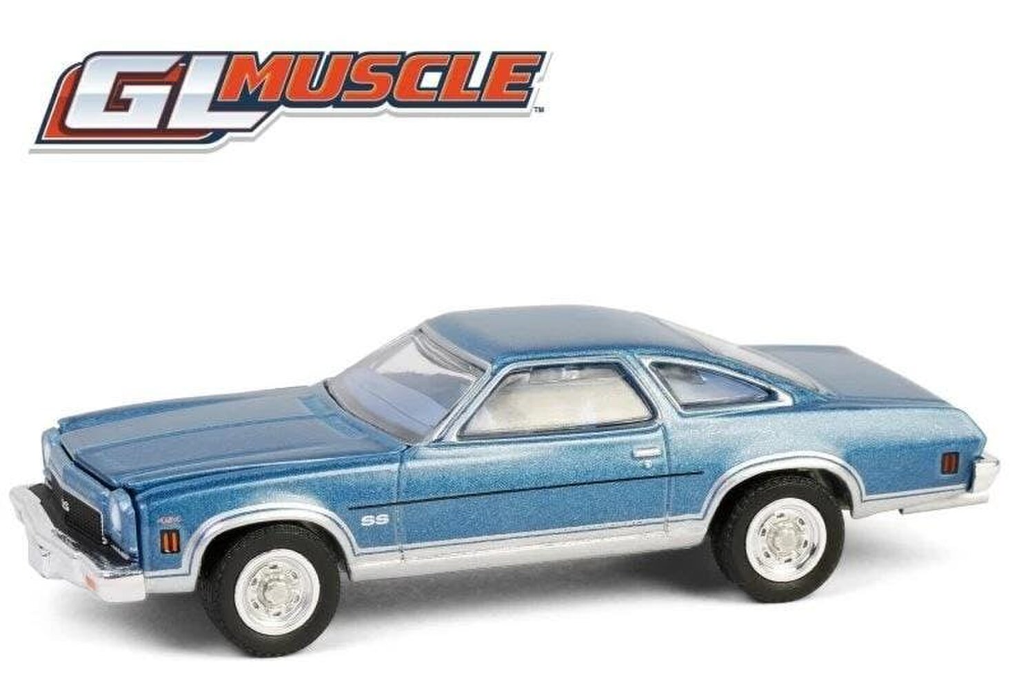 MCSlots Chevrolet Chevelle SS 454 1973 Blue Metallic and Silver 1:64 Greenlight 13360D