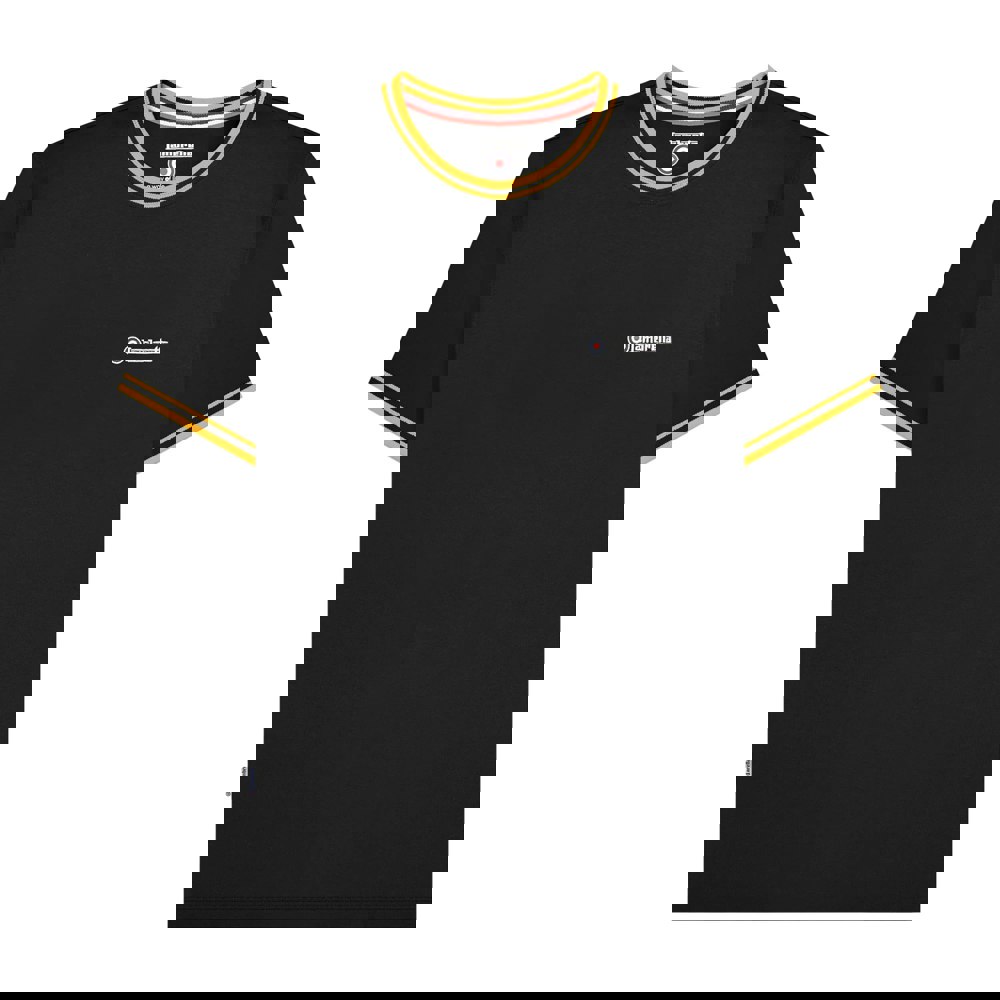 Lambretta Mens AW24 Twin Tip Pique T-Shirt - Black/Gold
