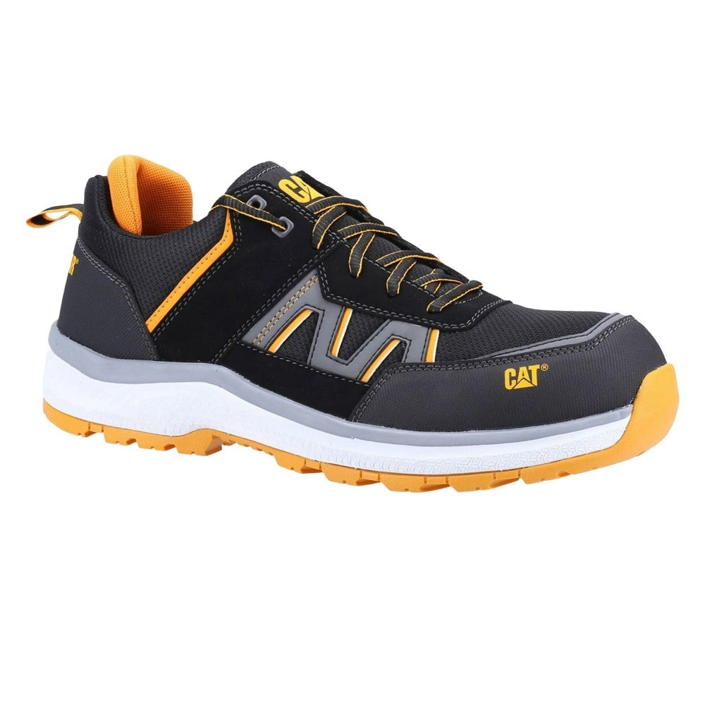 Caterpillar Mens Accelerate Leather Safety Trainers - Orange/Black/White