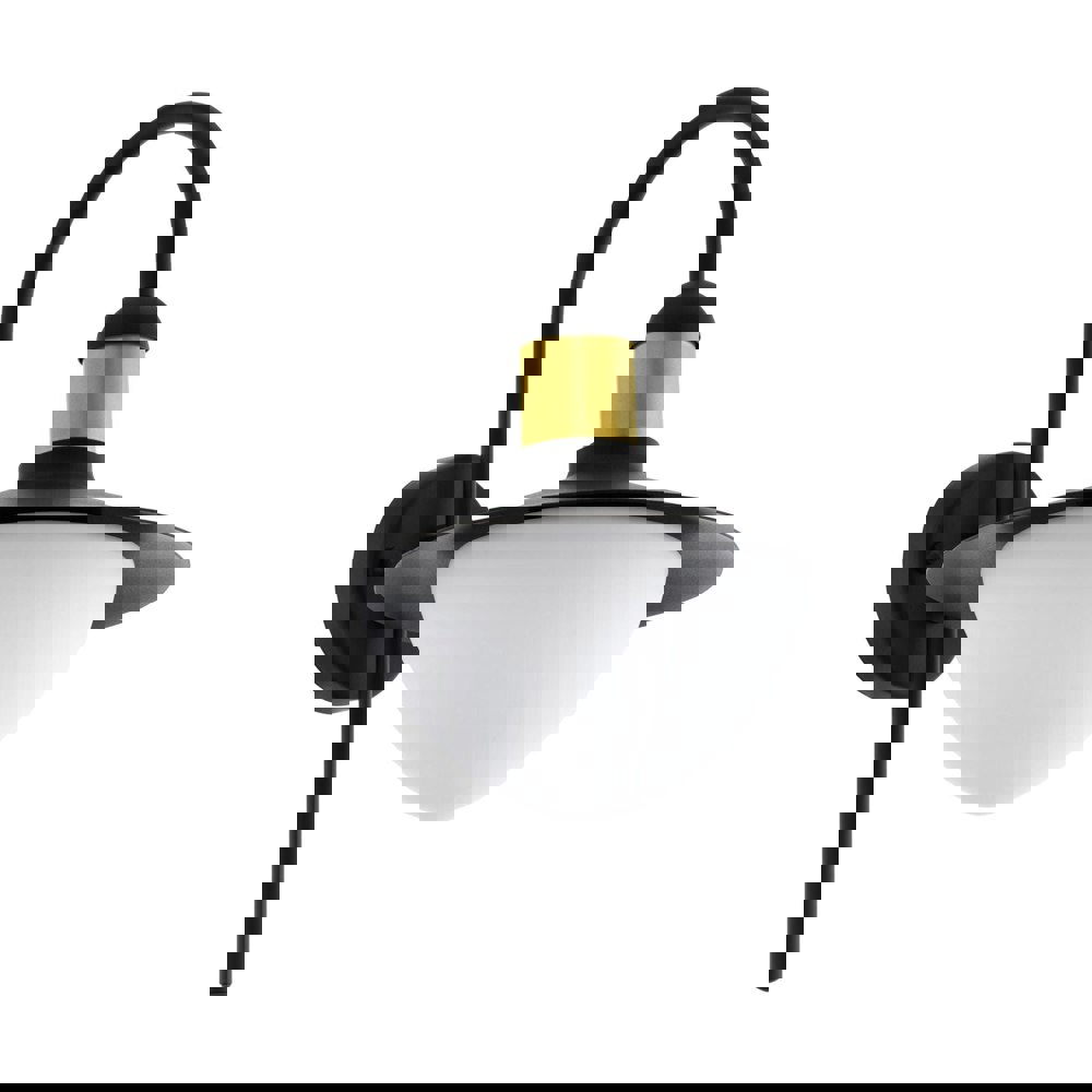 IP44 Outdoor Wall Light Black & Gold Modern Fisherman Lamp 1x 60W E27 Bulb Loops