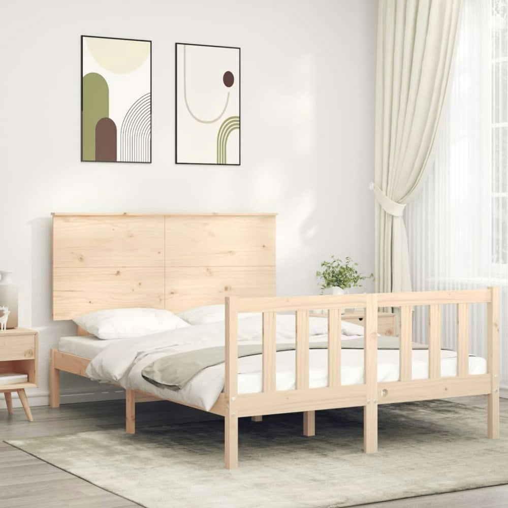 Berkfield Bed Frame with Headboard 140x190 cm Solid Wood