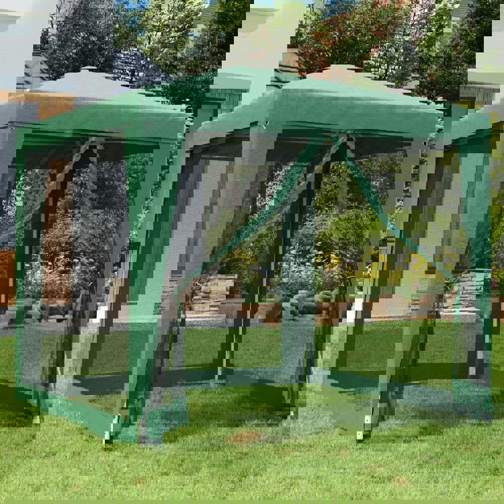 Berkfield Party Tent with 4 Mesh Sidewalls Green 2.5x2.5 m HDPE
