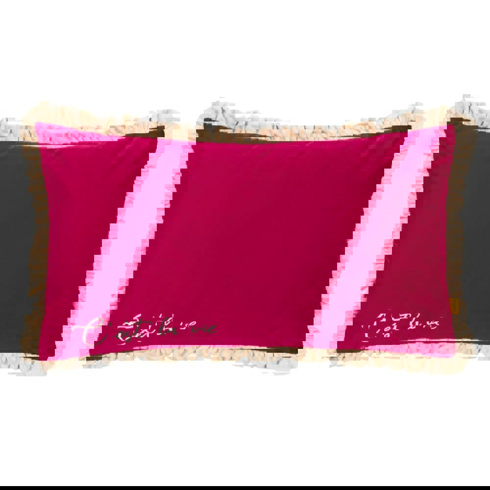Furn Cest La Vie Embroidered Cushion Cover - Berry