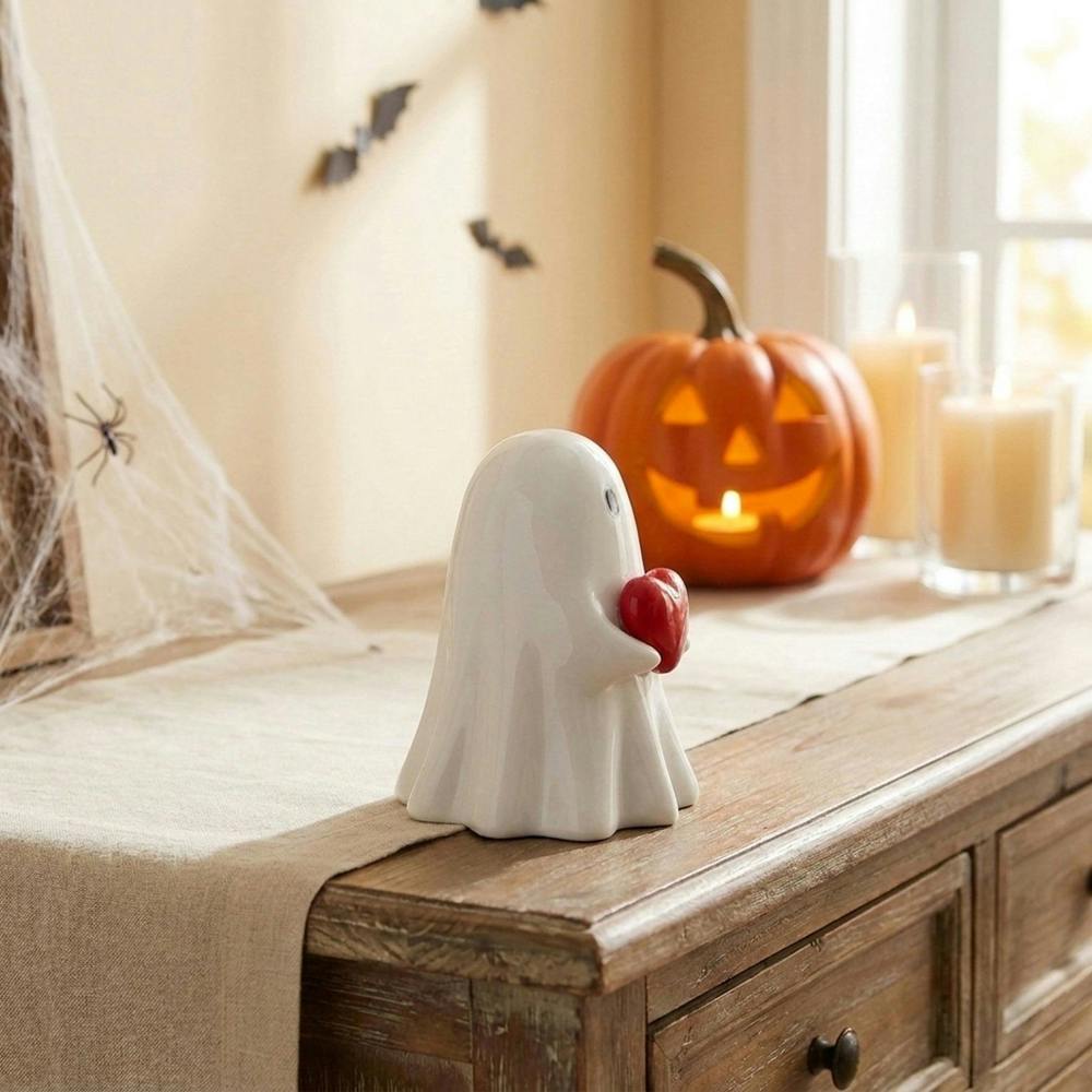 Garden Greatness Halloween Ghost Heart Statue Ornament