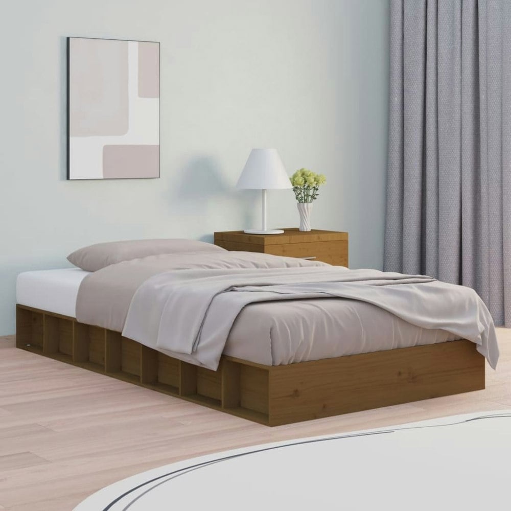Berkfield Bed Frame Honey Brown 75x190 cm Small Single Solid Wood