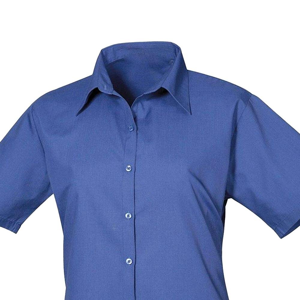 Premier Womens/Ladies Poplin Short-Sleeved Blouse - Royal Blue