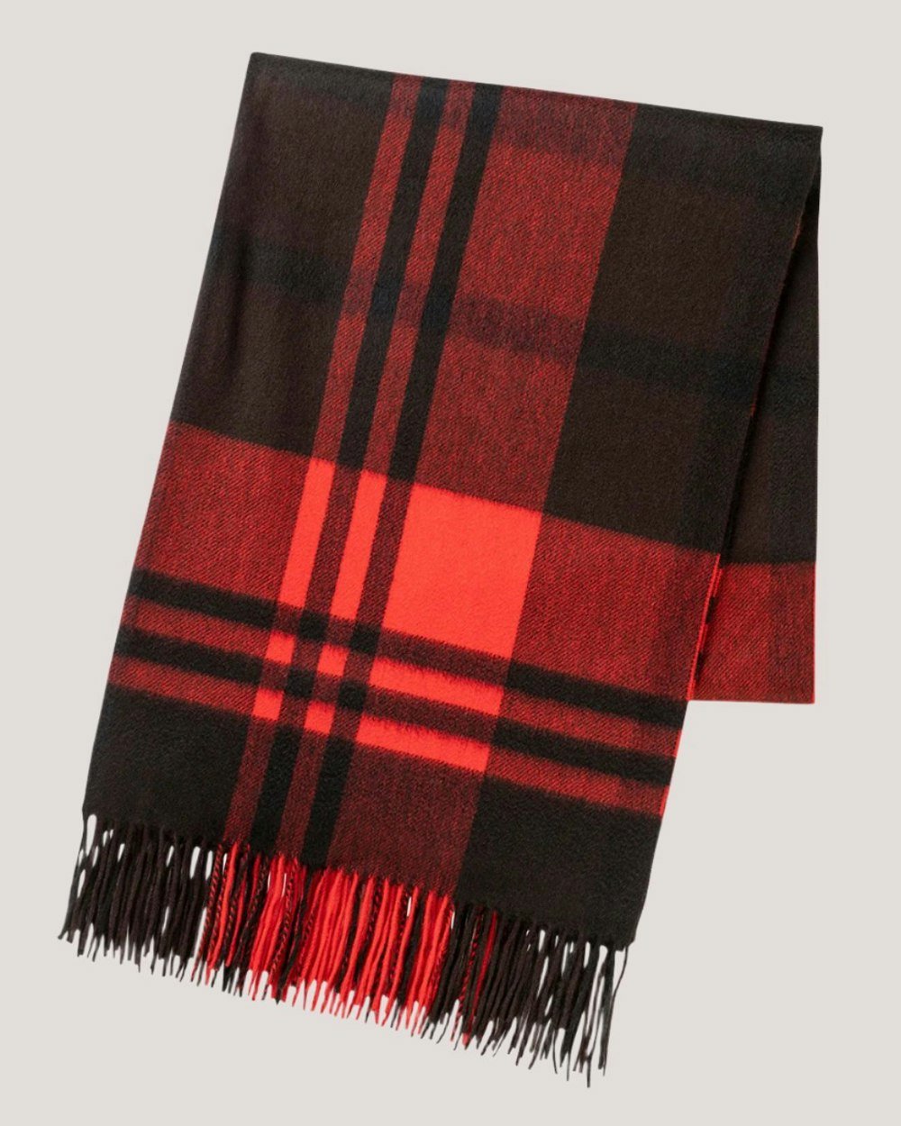 Joshua Ellis Primary Black Watch Cashmere Stole Black x Red