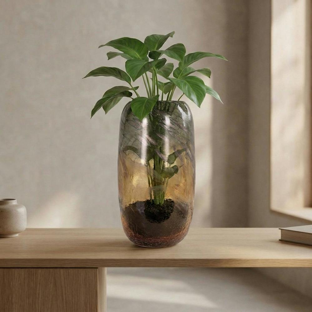 Garden Greatness Amber Lustre Two-Tone Glass Cylinder Vase