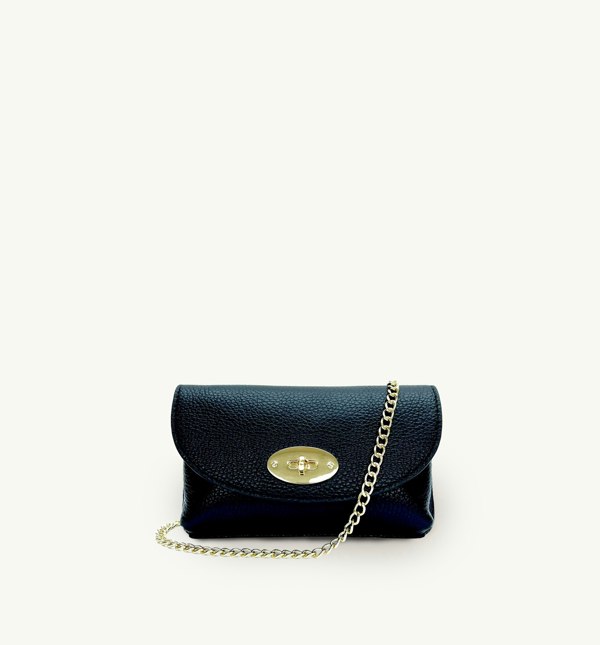 Apatchy The Mila Black Leather Phone Bag