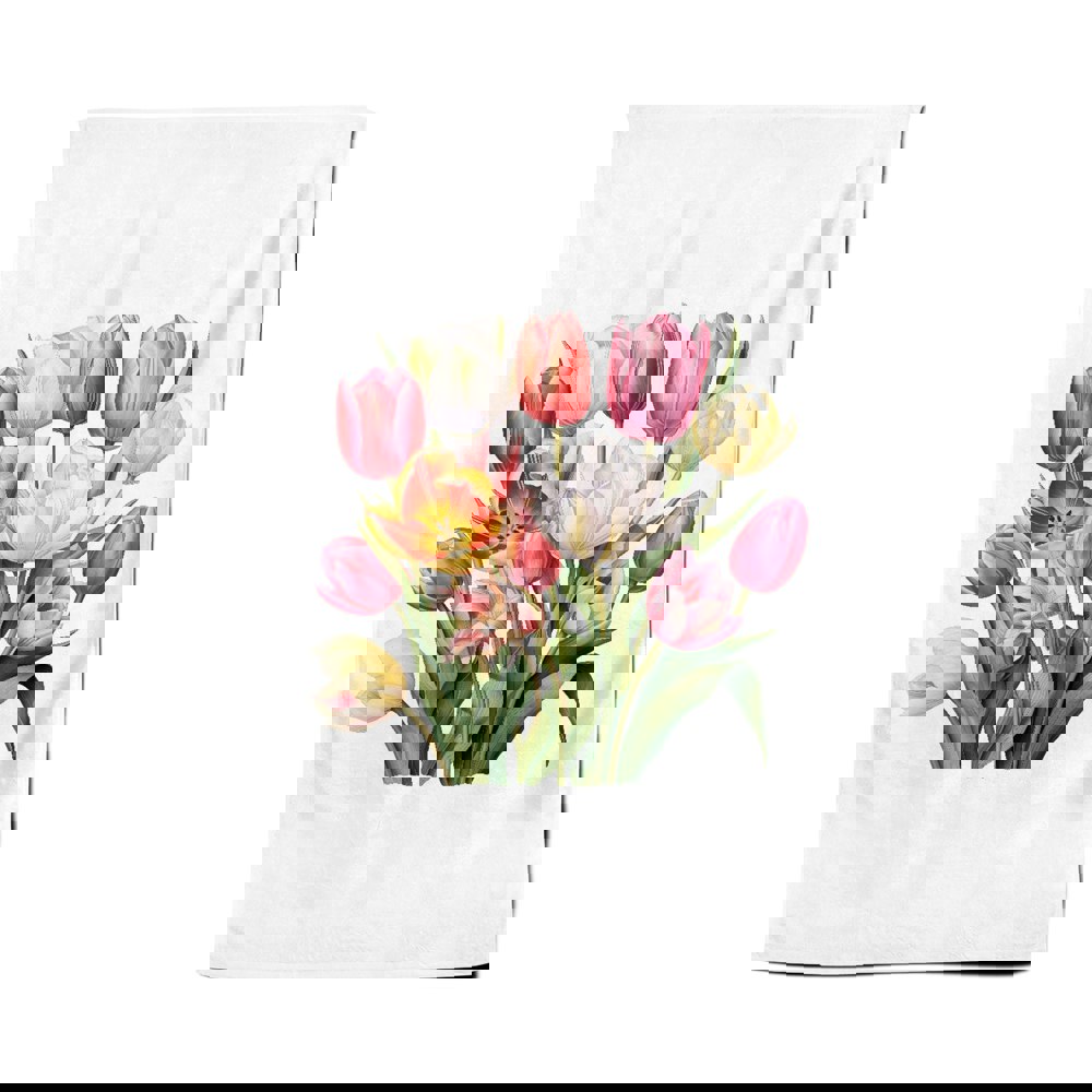 Warren Reed Spring Tuplips In Bloom Tea Towel