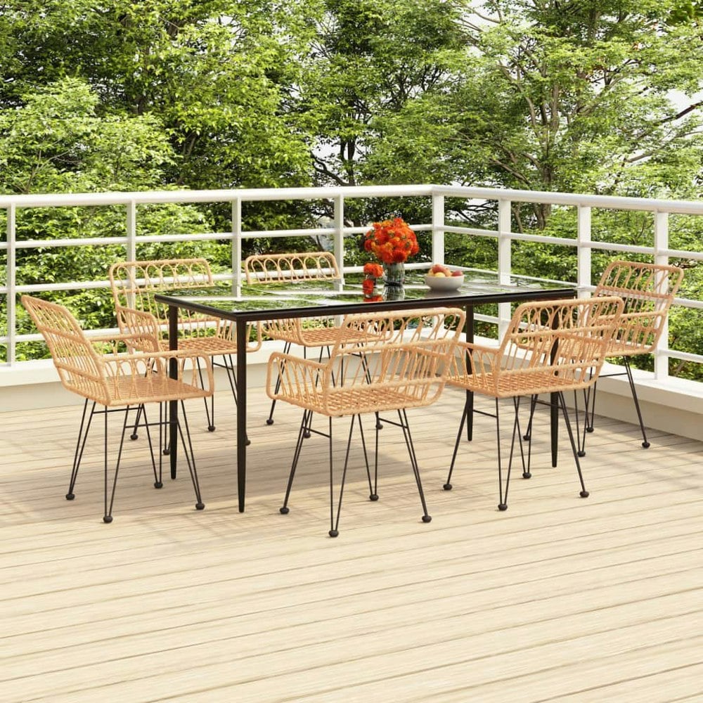 Berkfield 7 Piece Garden Dining Set Poly Rattan