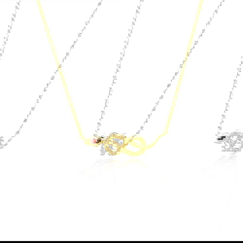 253N365801925 ECFEW™ Garnet Winding Snake Pendant Necklace in Gold Plated Sterling Silver 