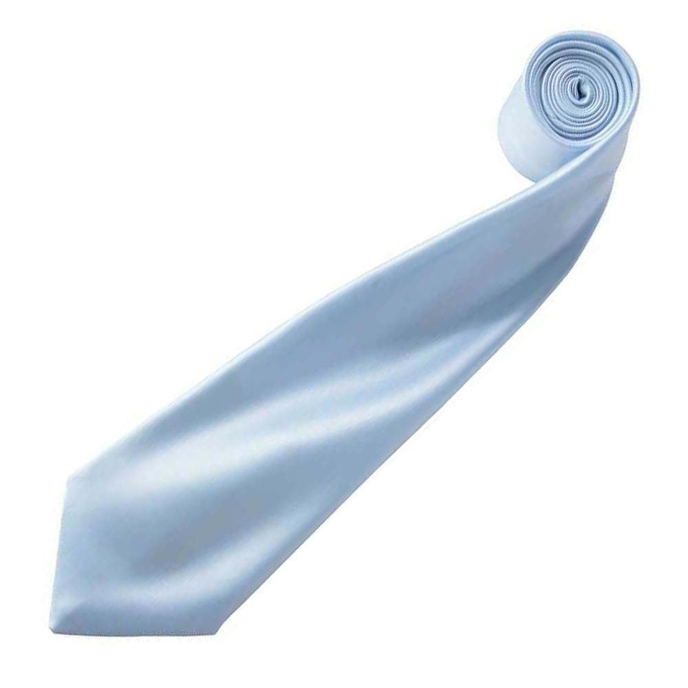 Premier Mens Plain Satin Tie (Narrow Blade) - Light Blue