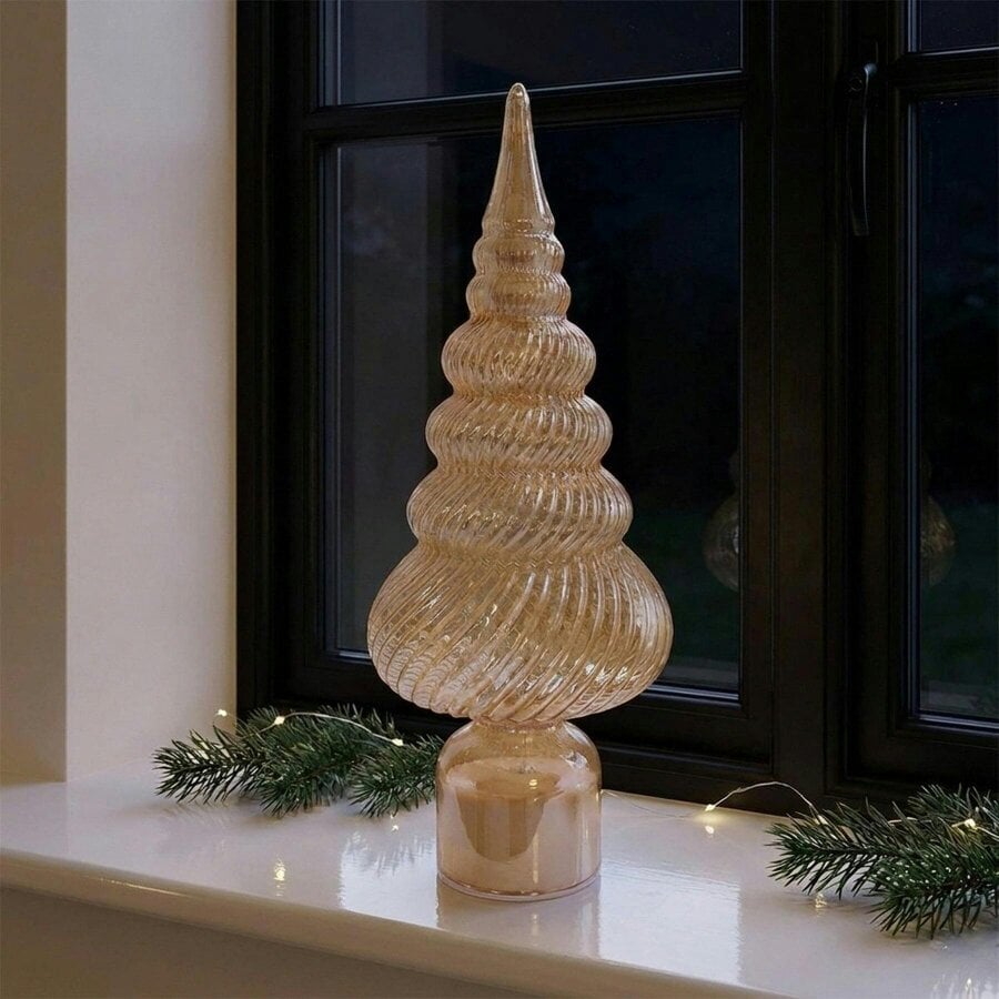 Garden Greatness Lustre Toned Rotating LED Glass Christmas Tree