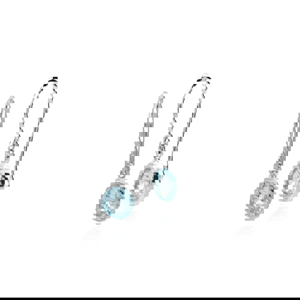 253E150302925 Essential Round Blue Topaz Bezel Set Drop Earrings in 925 Sterling Silver 1