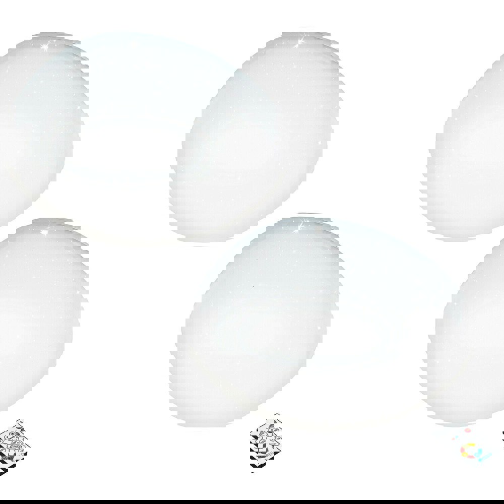 2 PACK Flush Ceiling Light White Shade White Plastic With Crystal Effect LED 34W Loops