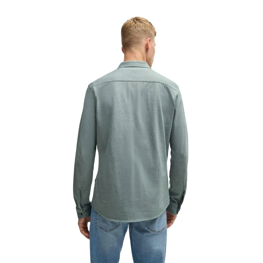 Boss Mens Embroidered Branded Slim Shirt - Green