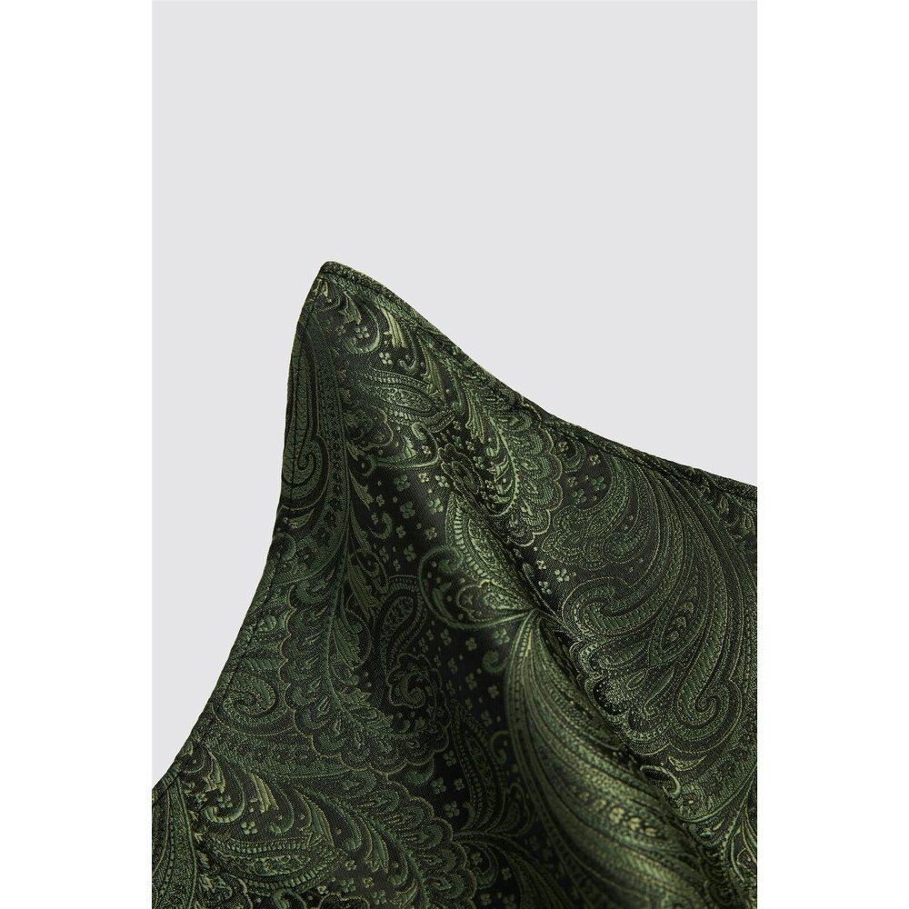 Antique Rogue Green Paisley Pocket Square