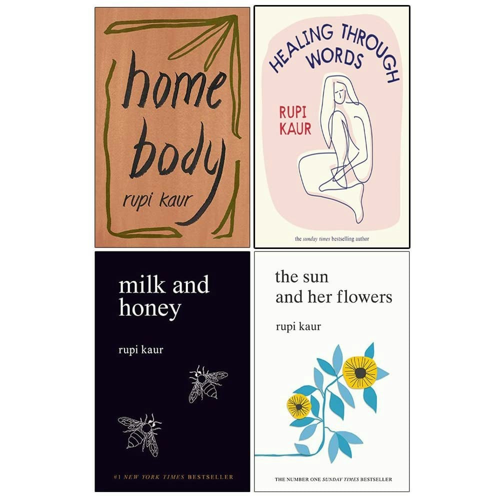 Rupi Kaur 4 Book Set Home Body, Milk and Honey, The Sun and Her Flowers & Healing Through Words