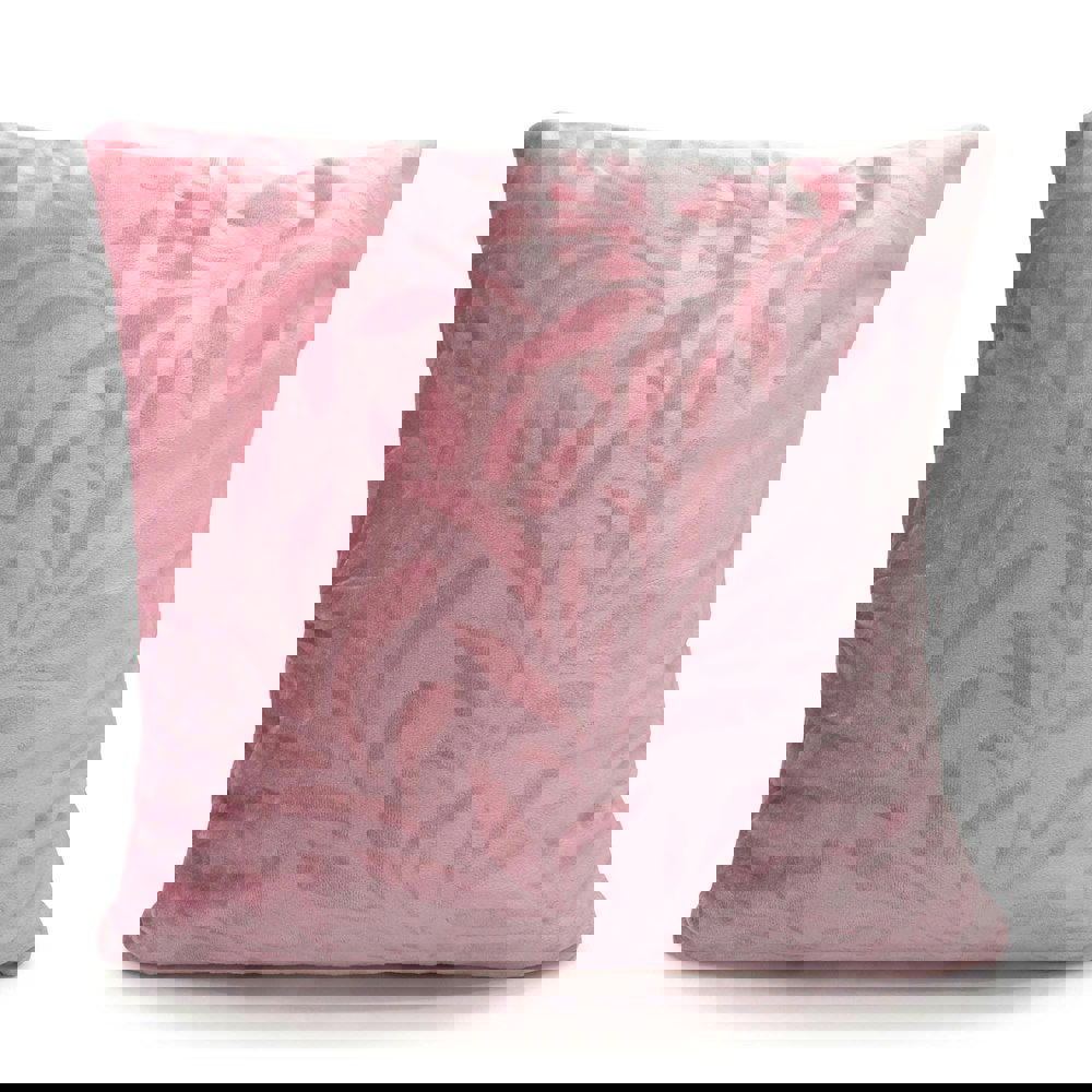 Velosso Soft Touch Velvet Flock Leaf Cushion - 43cm x 43cm