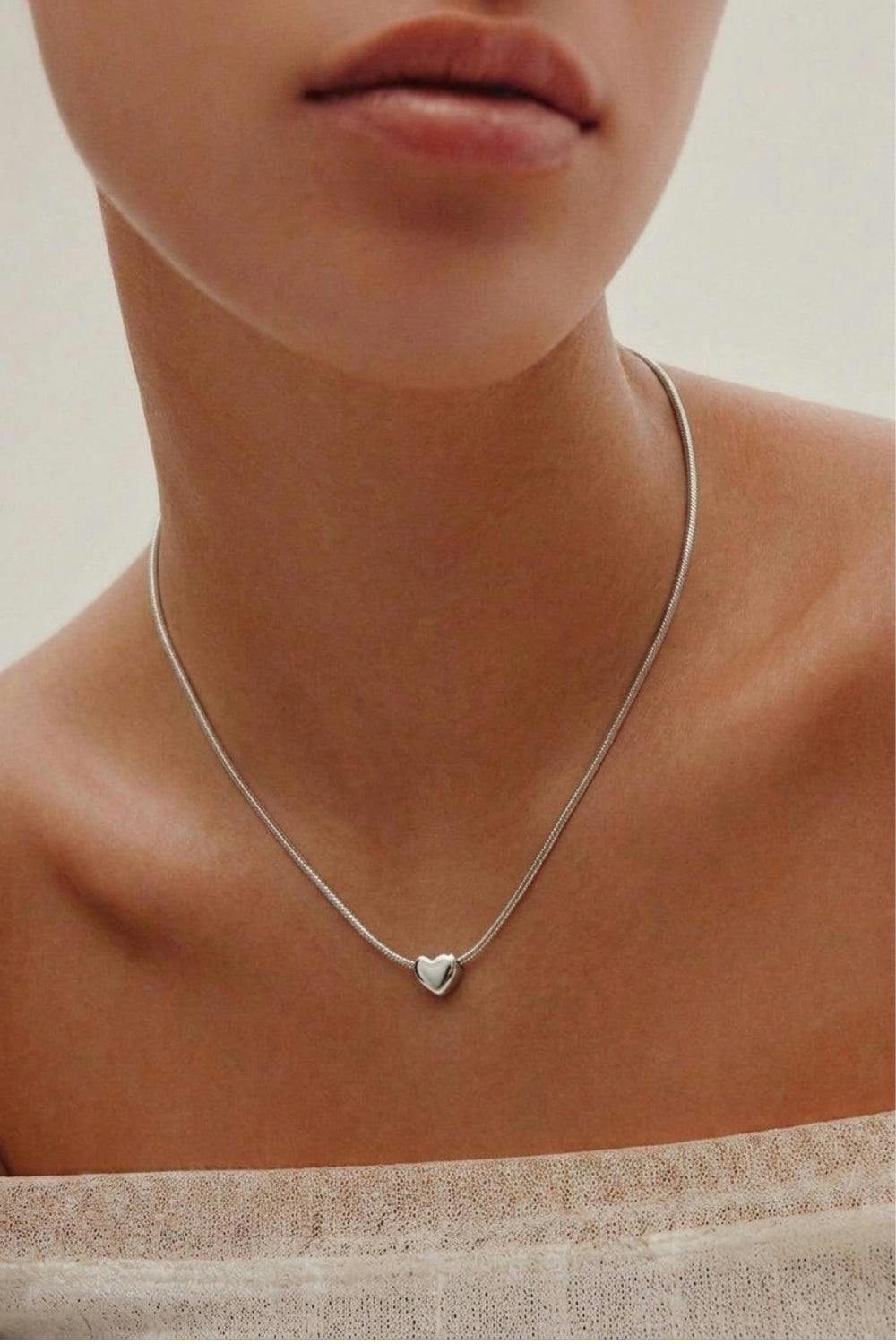 Serla Silver Love Heart Necklace
