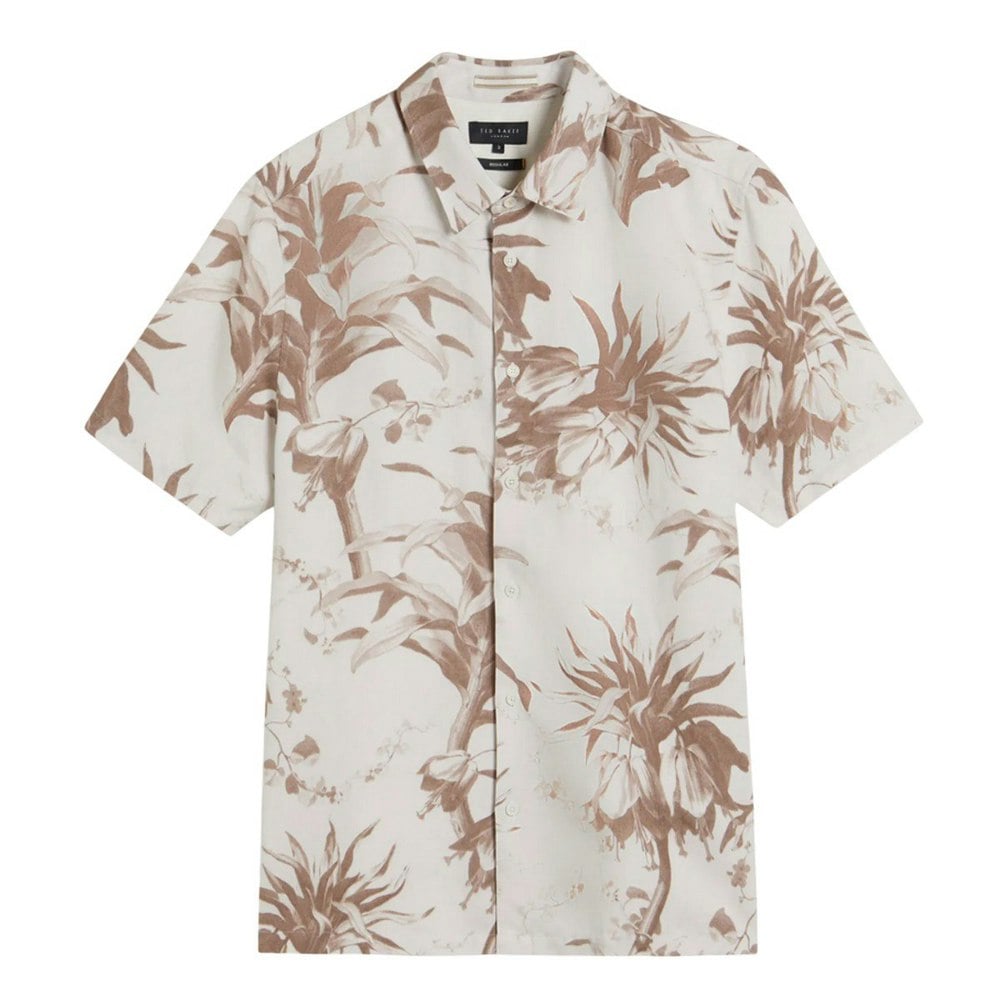 Ted Baker Unisex Adult Belmar Linen Blend Short-Sleeved Shirt - Natural