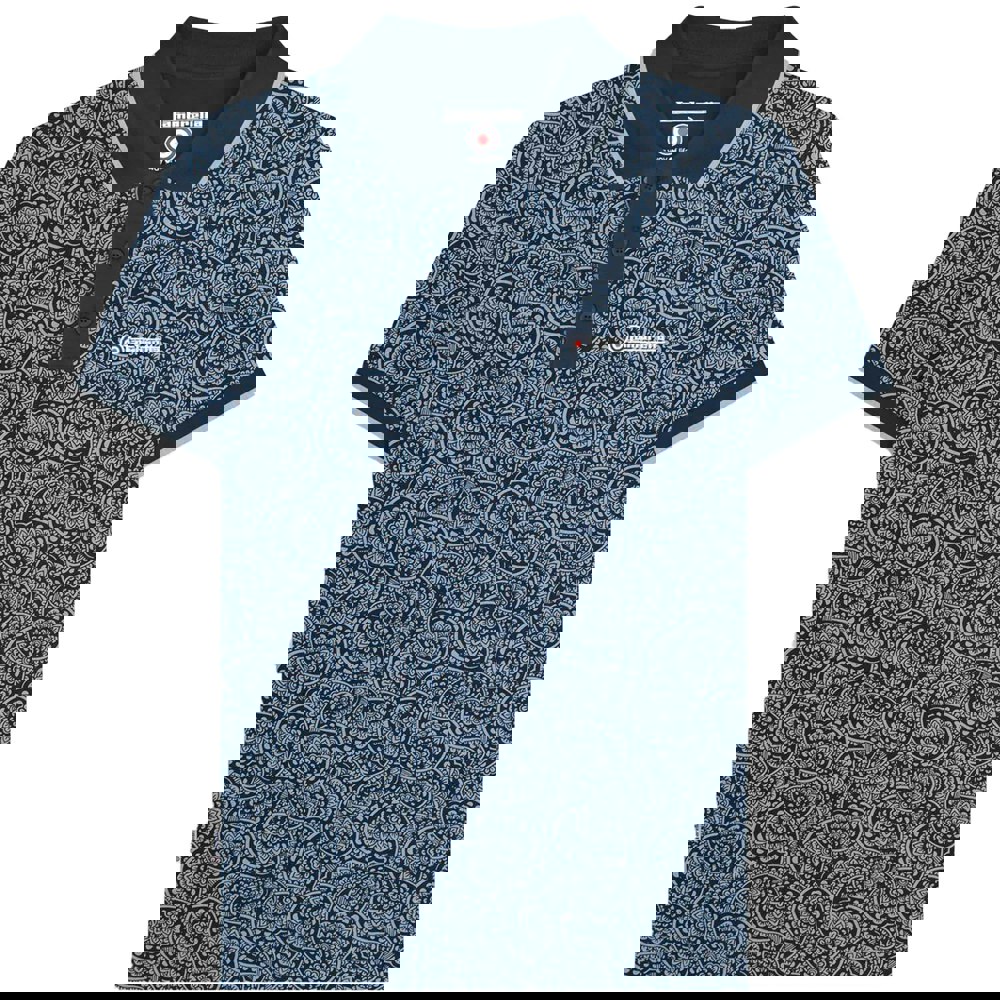 Lambretta Mens Paisley Tonal Big & Tall Polo Shirt - Navy/Dusky Blue