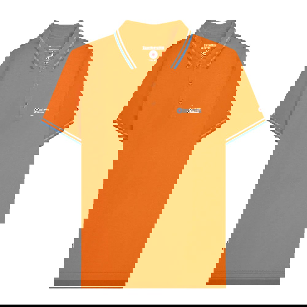 Lambretta Mens SS25 Twin Tip Polo Shirt - Orange/Sky