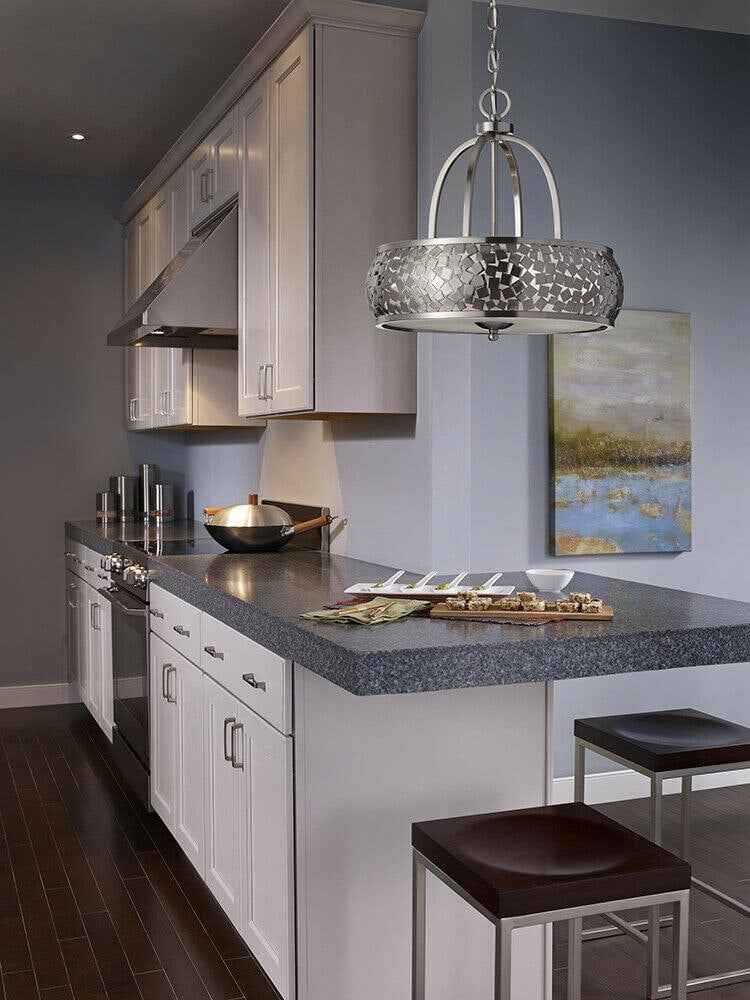 4 Bulb Chandelier Hanging Pendant LIght Brushed Steel LED E27 60W Bulb Loops