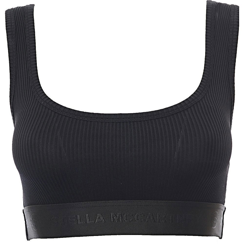 Stella Mccartney Womens S-Wave Technical Rib Q-Nova Cropped Top in Black