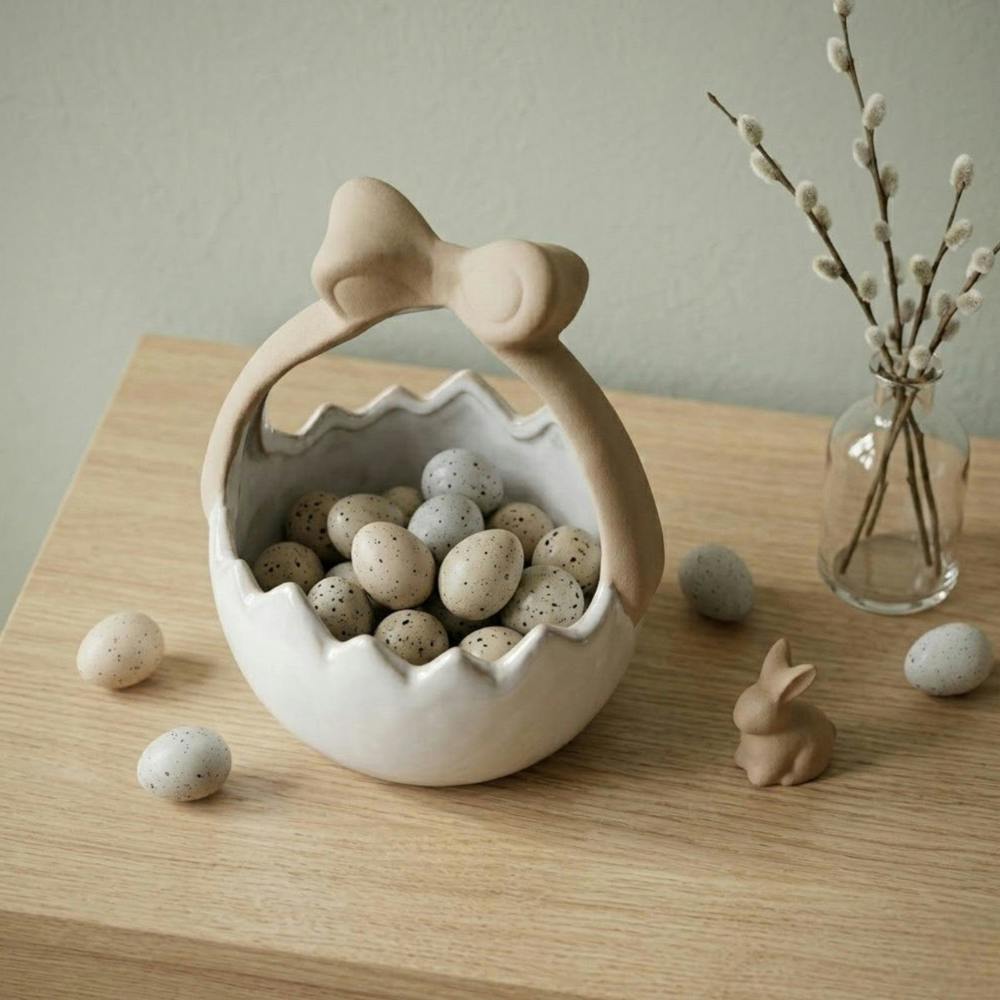 Garden Greatness Glazed Easter Egg Bow Basket Ornament