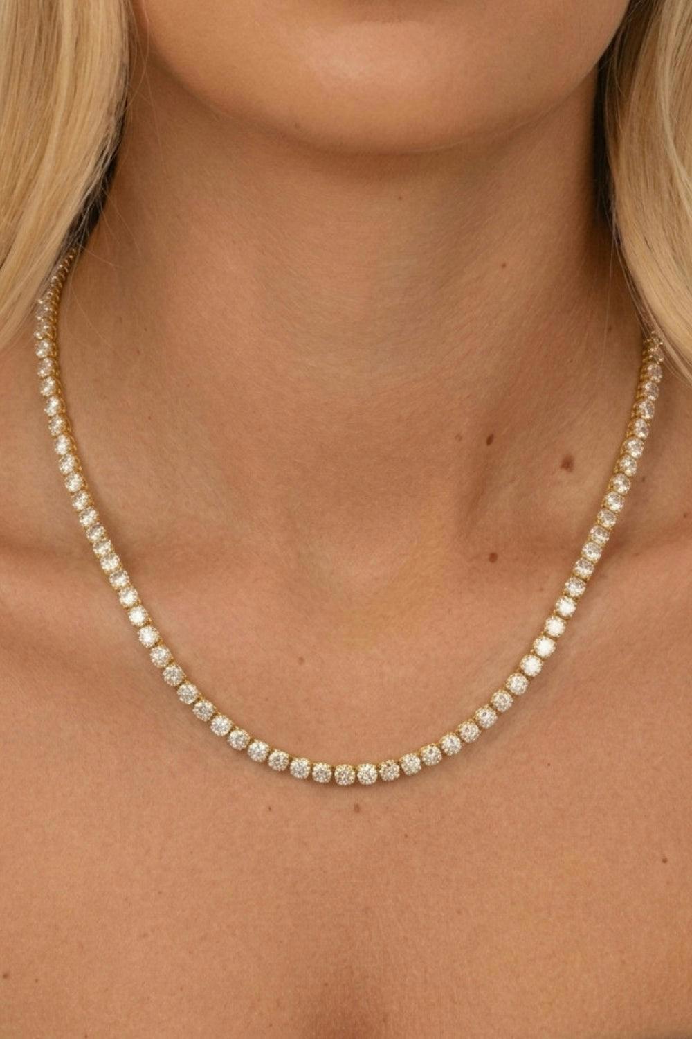 18K Gold Plated Diamond Tennis Necklace