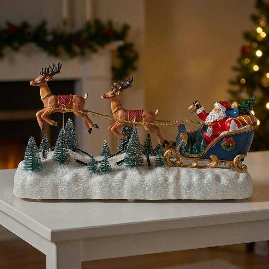 Garden Greatness Flying Reindeer Sleigh Light Up Scene