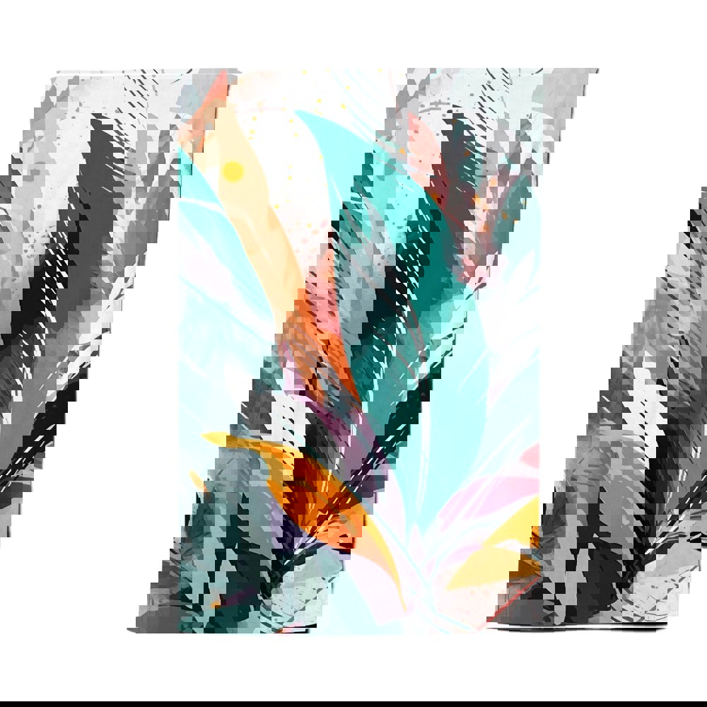 Warren Reed Coloured Abstrace Feather Leaves Tea Towel