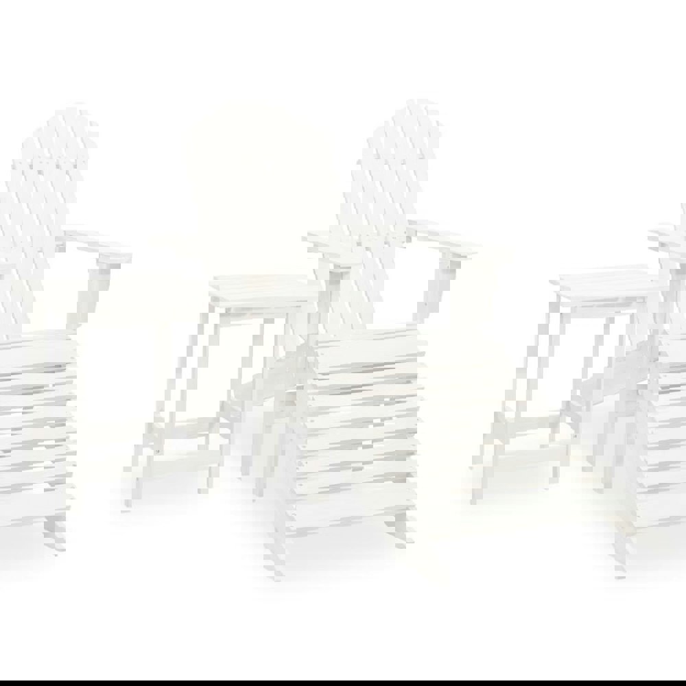 Berkfield Garden Adirondack Chair with Ottoman&Table Solid Fir Wood White