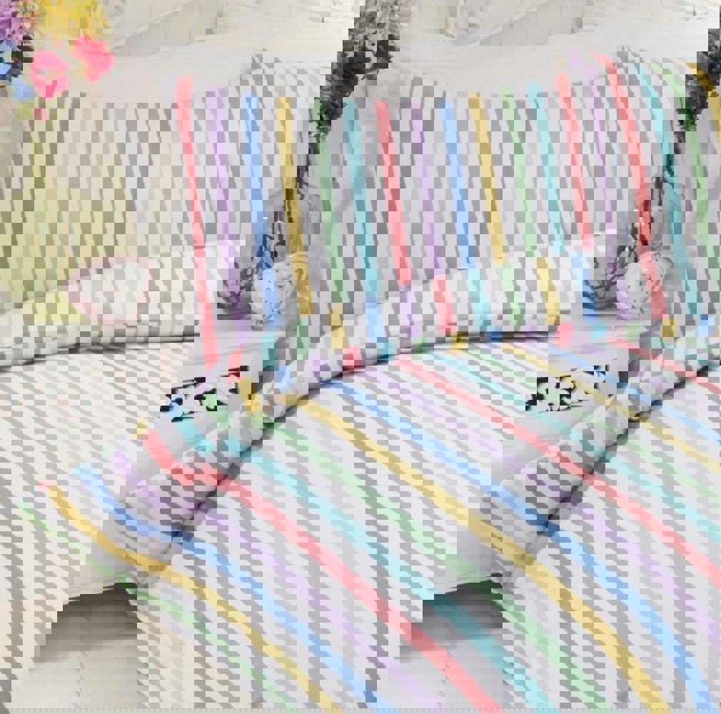 HomeSpace Direct Candy Stripe Brushed Cotton Duvet Cover Set