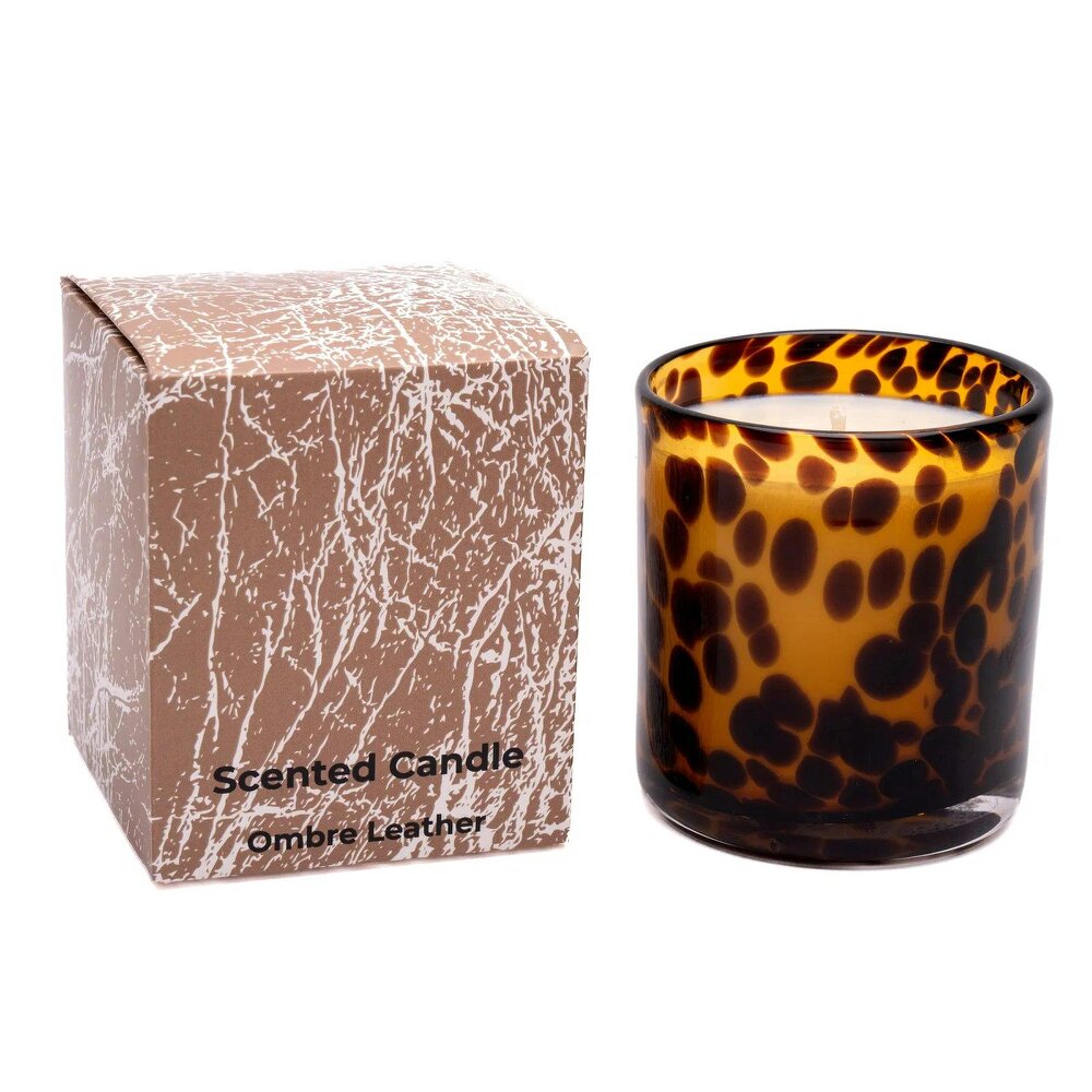 Love Frankie Leopard Print Candle - Ombre leather